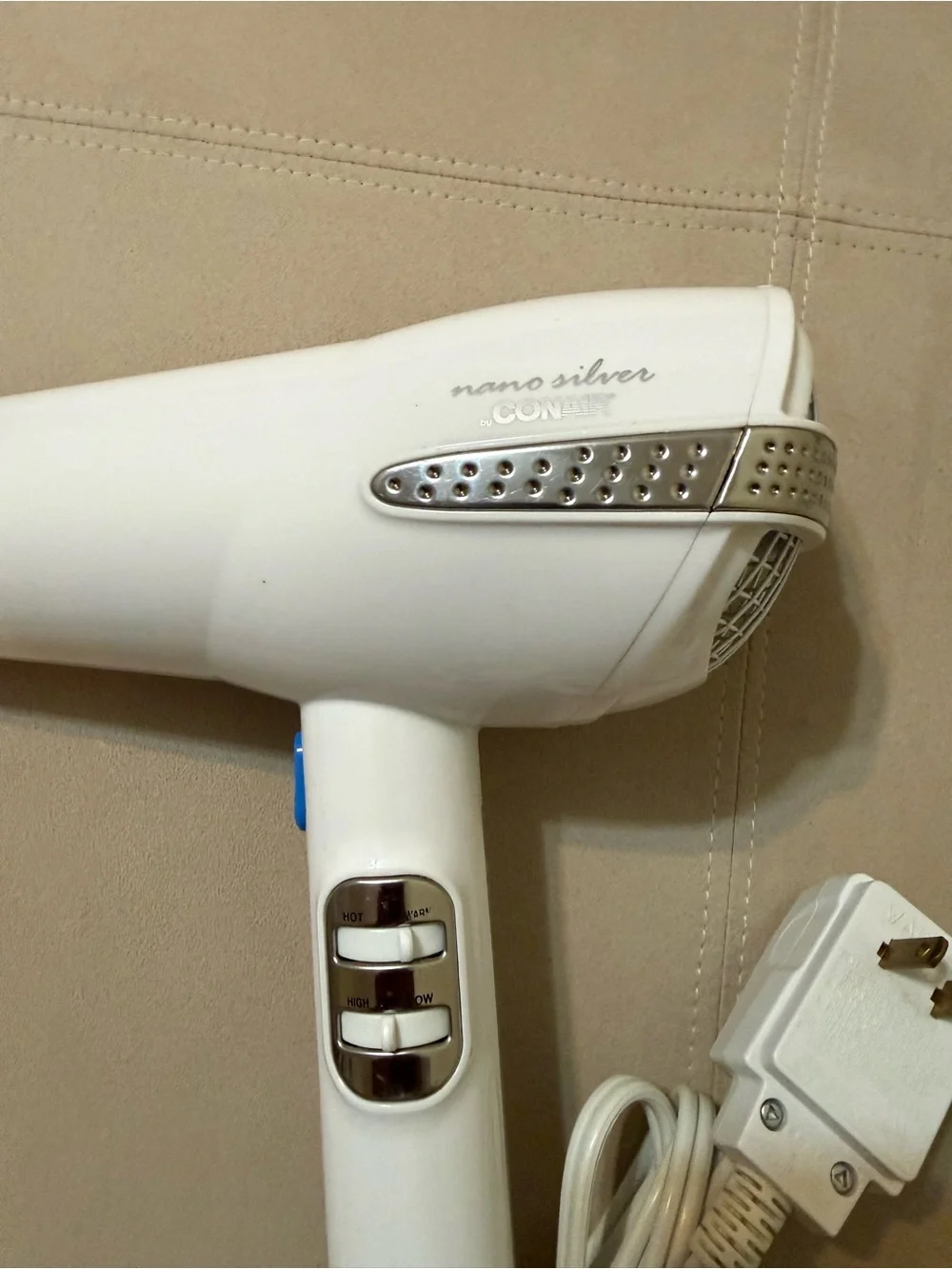 Conair Infiniti Nano Silver White Hair Dryer with Attachments